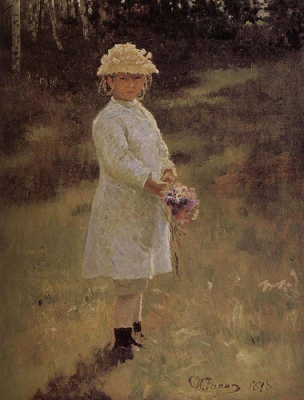 Ilia Efimovich Repin Holding a bouquet of girls Sweden oil painting art